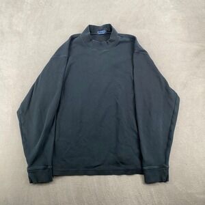 Como Sport Mens XL Mock Neck Long Sleeve Pima Cotton Pullover Black Shirt Italy